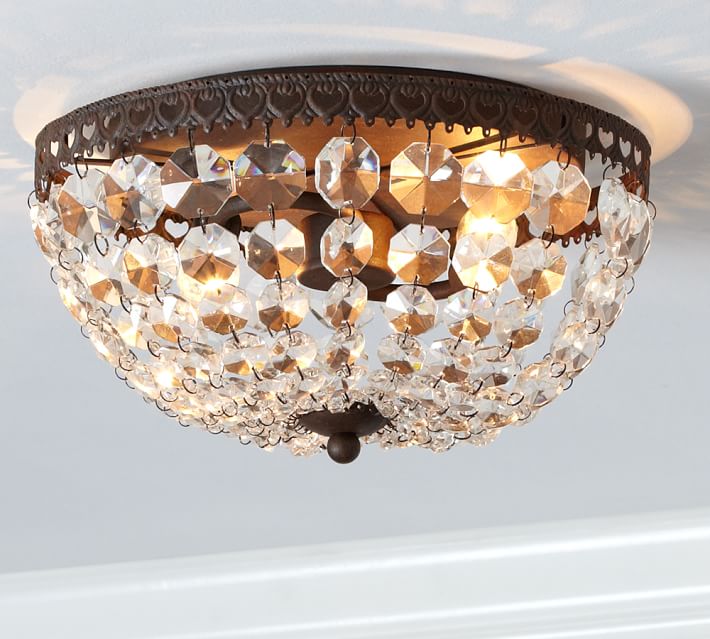 Mia Faceted Crystal Flush Mount Pottery Barn
