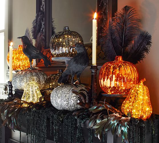 Lit LED Mercury Pumpkins Pottery Barn