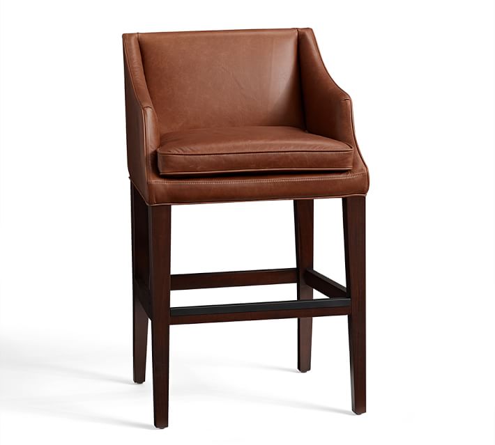 Weyburn Leather Bar Stool Pottery Barn