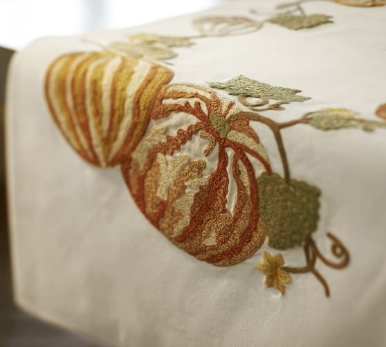 Pumpkin Embroidered Table Runner Pottery Barn
