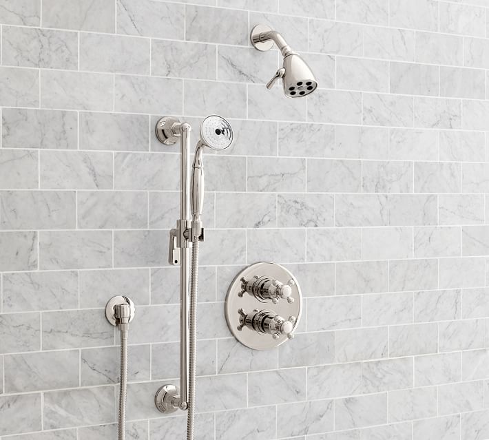 Victoria Thermostatic Cross Handle Hand Held Shower Faucet Set Victoria Thermostatic Cross Handle Hand Held Shower Faucet Set Pottery Barn
