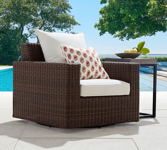 Torrey All Weather Wicker Square Arm Swivel Occasional Chair Torrey All Weather Wicker Square Arm Swivel Occasional Chair Espresso