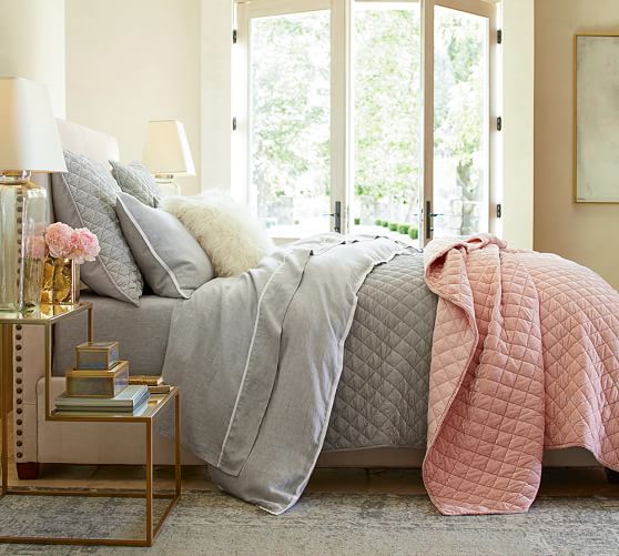 Nia Velvet Quilt & Sham Rose Pottery Barn