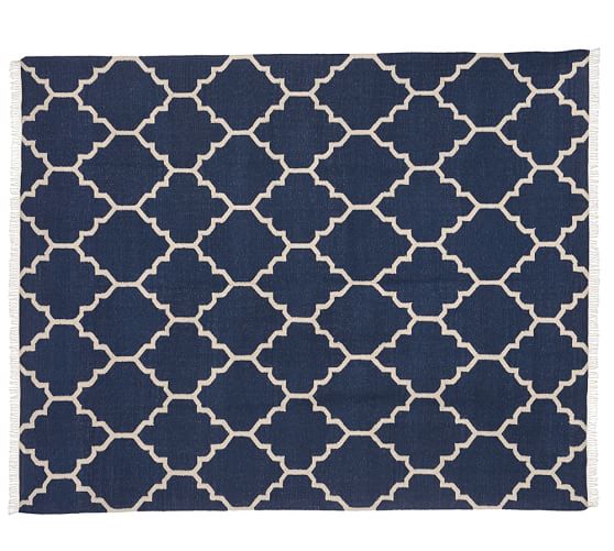 Natalie Dhurrie Rug Navy Pottery Barn
