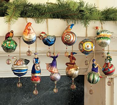 12 Days Of Christmas Ornaments - Set of 12 | Pottery Barn