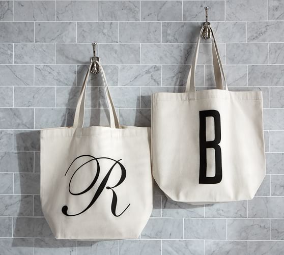 personalized alphabet grocery tote bag pottery barn