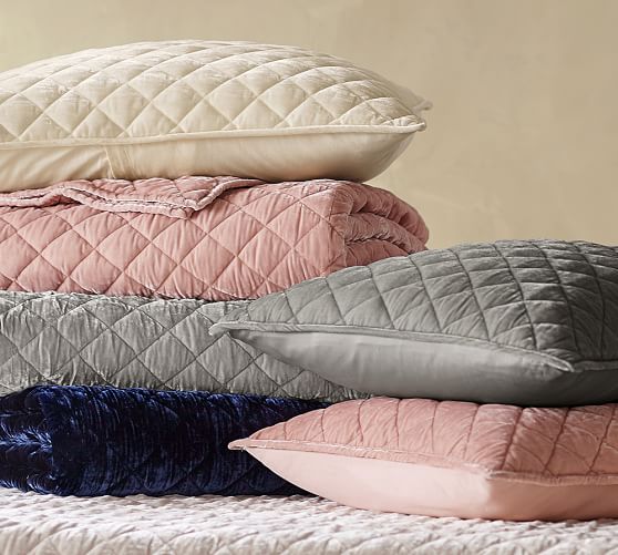 Nia Velvet Quilt & Sham Navy Pottery Barn