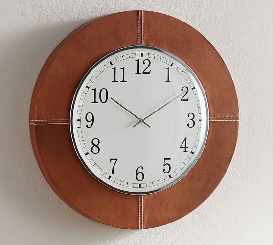 Carter Leather Wall Clock Pottery Barn
