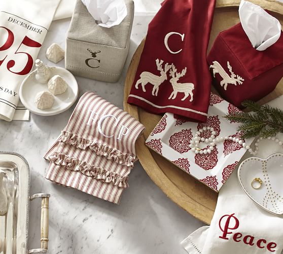 Reindeer Embroidered Guest Towel, Set of 2 Pottery Barn