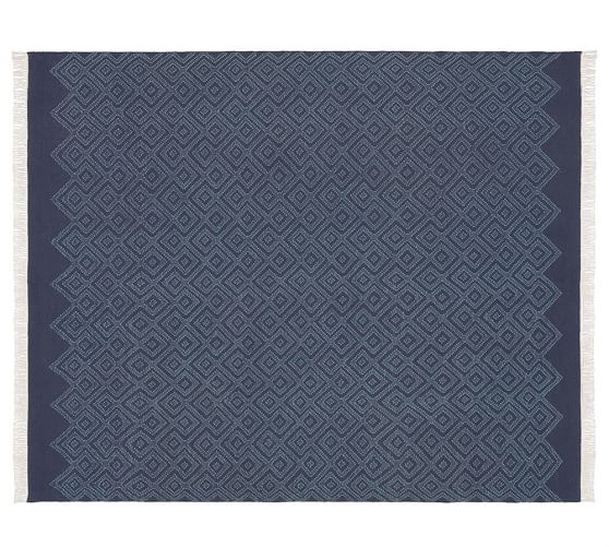 Jensen Diamond Indoor/Outdoor Rug Blue Pottery Barn