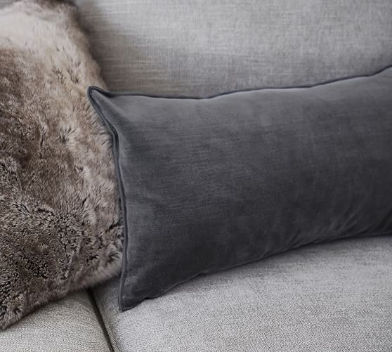 Washed Velvet Zip Lumbar Pillow Cover Pottery Barn