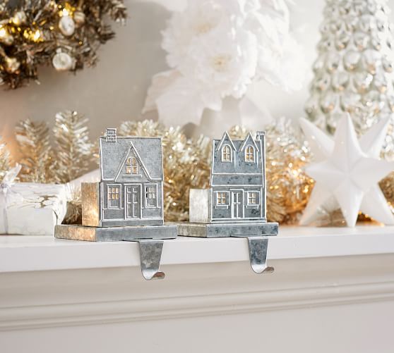 Galvanized Village Stocking Holders Pottery Barn