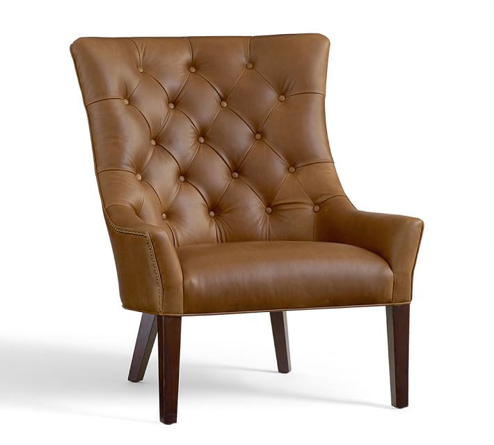 Hayes Tufted Leather Armchair Pottery Barn