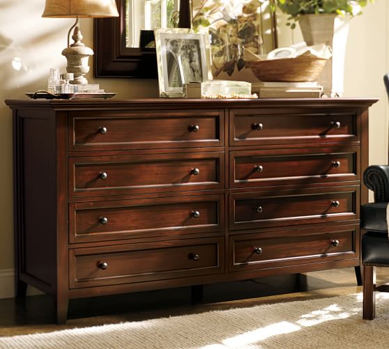 Raleigh Upholstered Camelback Tall Bed with Nailhead & Hudson Dresser