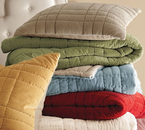 Velvet Linen Windowpane Quilt & Sham Pottery Barn