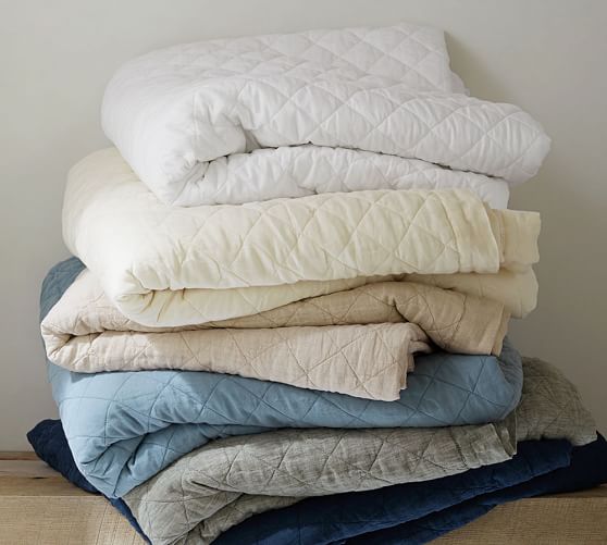 Belgian Flax Linen Diamond Quilt & Sham Pottery Barn