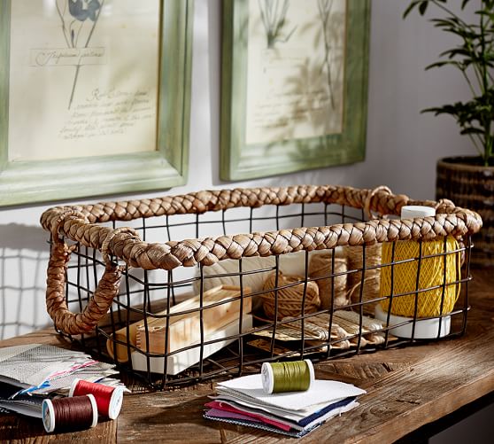 Hyacinth Rectangular Wire Utility Basket Pottery Barn