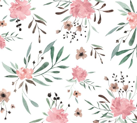 pink watercolor flowers wall decal pottery barn