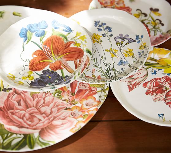 Flora Melamine Salad Plates, Mixed Set of 4 Pottery Barn