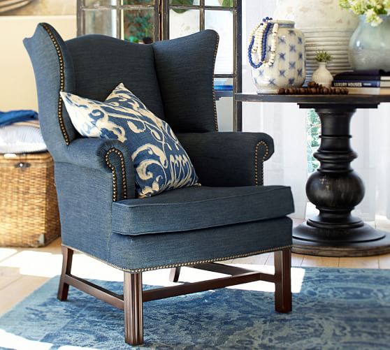 Thatcher Upholstered Wingback Chair Pottery Barn Thatcher Upholstered Wingback Chair