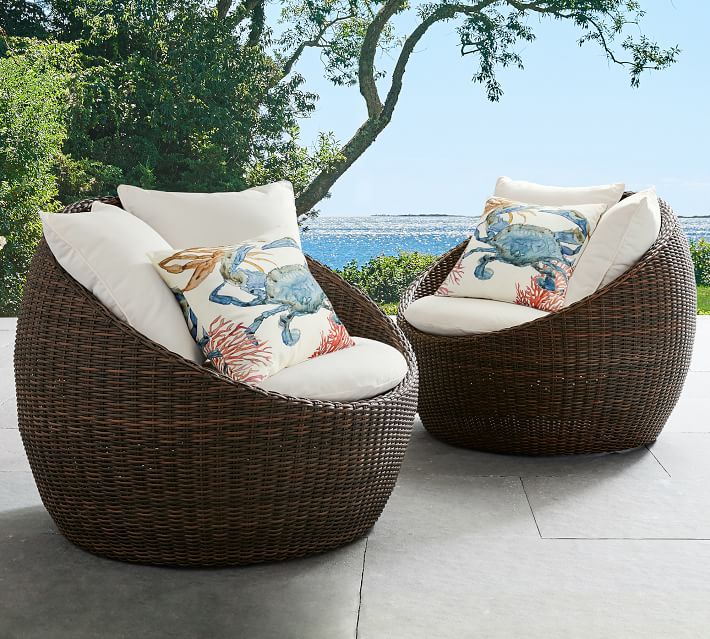 Torrey All Weather Wicker Papasan Chair Espresso Pottery Barn