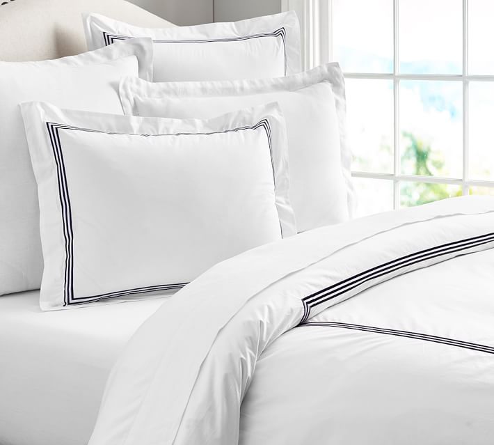 Grand 280 Thread Count Embroidered Duvet Cover Sham Pottery Barn