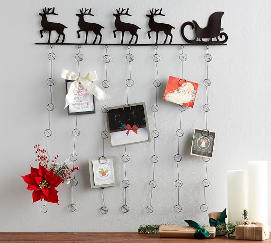 reindeer cardholder pottery barn wall christmas card holder