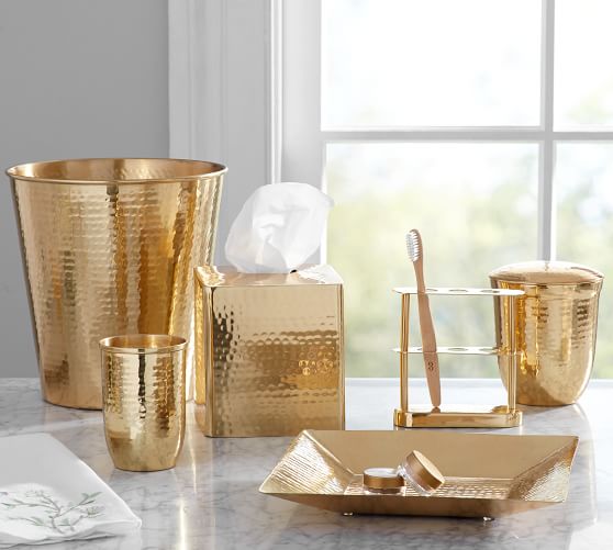 Hammered Br Bath Accessories Pottery Barn Hammered Br Bath Accessories