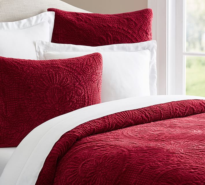 Velvet Medallion Quilt Sham Ruby Pottery Barn