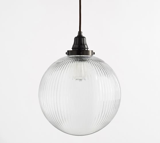 PB Classic Ribbed Glass Globe Pendant Pottery Barn