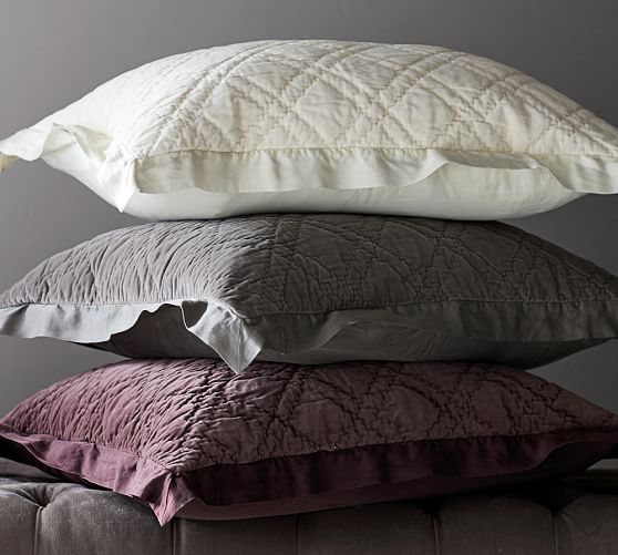 Washed Velvet Silk Diamond Quilt & Sham Pottery Barn