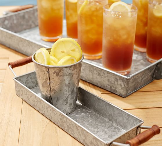 Galvanized Metal Condiment & Tray Set Pottery Barn
