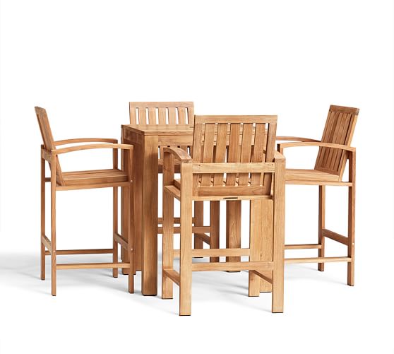 Madera Teak Bar Table & Barstools Set | Pottery Barn Madera Teak Bar Table & Barstools Set | Pottery Barn