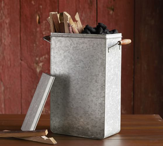 Galvanized Metal Charcoal Bin Pottery Barn