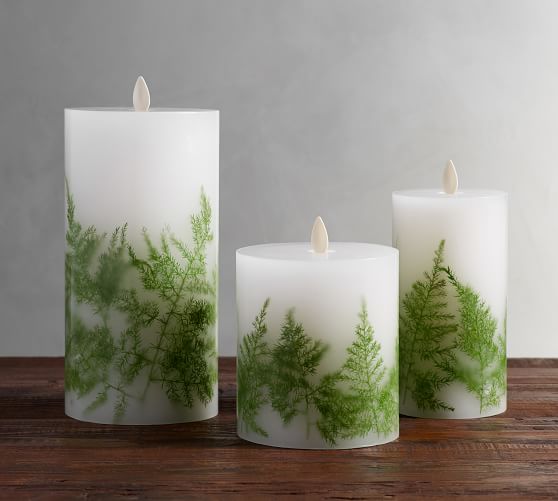Premium Flicker Flameless Candle Fern Inclusion Pottery Barn