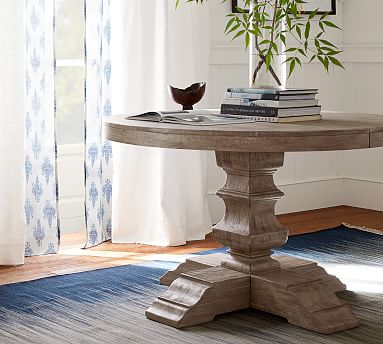 Banks Extending Pedestal Dining Table, Gray Wash | Pottery ...