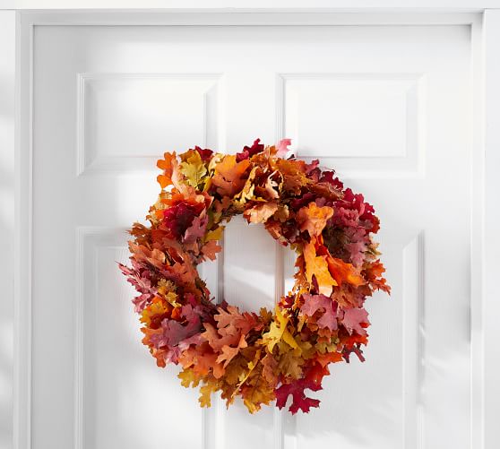 live preserved oak leaf wreath pottery barn