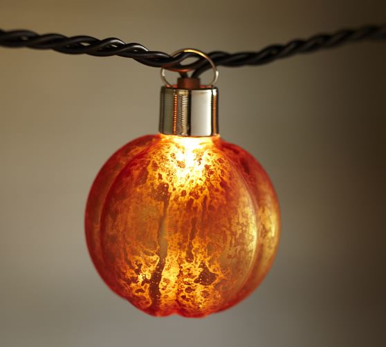 Orange Mercury Glass Pumpkin String Lights Pottery Barn