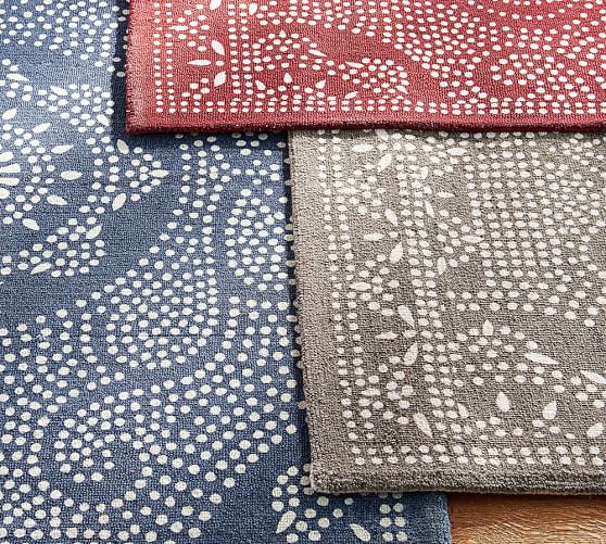 Shibori Dot Printed Indoor Outdoor Rug Gray Pottery Barn Roll Over Image To Zoom