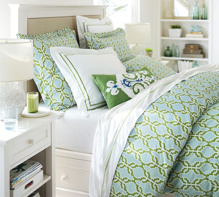 Shay Organic Duvet Cover Sham Blue Green Pottery Barn