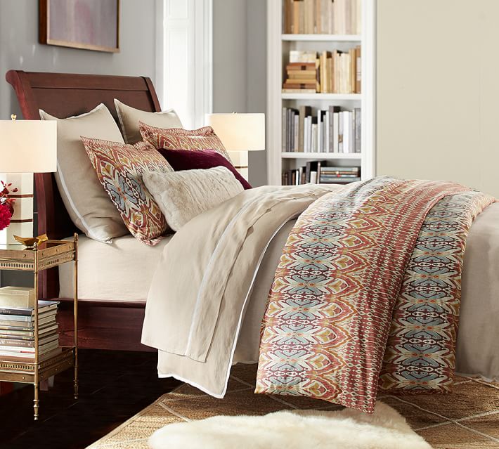 Casey Ikat Organic Duvet Cover Sham Pottery Barn