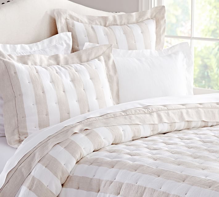 Striped Linen Quilt Sham Pottery Barn