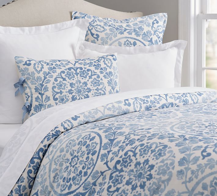 White And Blue Duvet Cover Sweetgalas Ana Medallion Duvet Cover Sham Blue Pottery Barn