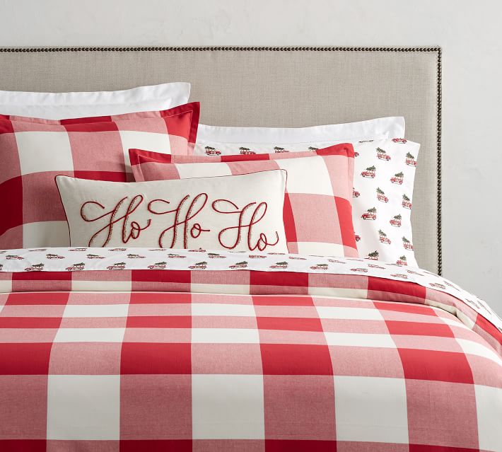 Buffalo Check Duvet Cover Sham Cherry Ivory Pottery Barn