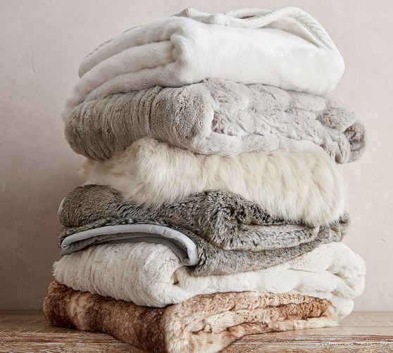 Faux Fur Throw Gray Ombre Pottery Barn
