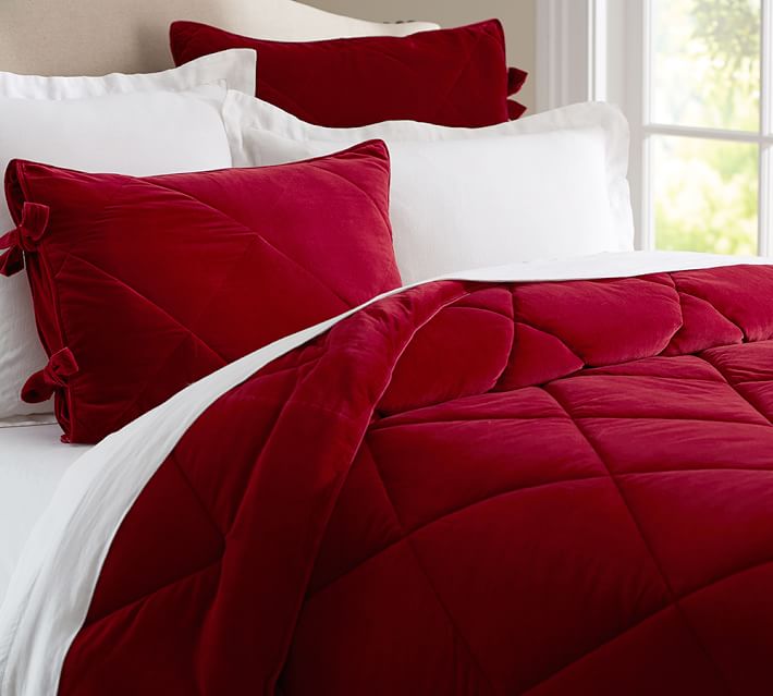 Velvet Comforter Sham Ruby Pottery Barn