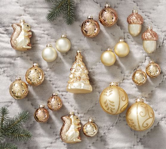 Gold Assorted Glass Ornaments Set of 20 Pottery Barn