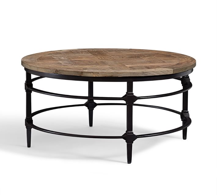 Parquet Reclaimed Wood Round Coffee Table Pottery Barn