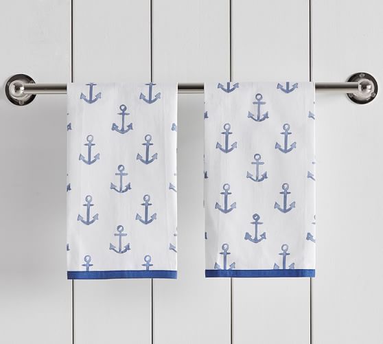 Anchor Print Guest Hand Towels Set of 2 Pottery Barn