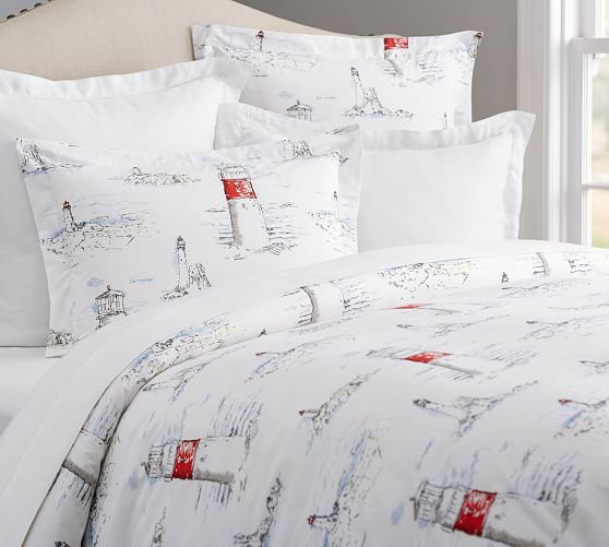 Lighthouse Print Duvet Cover & Sham Pottery Barn